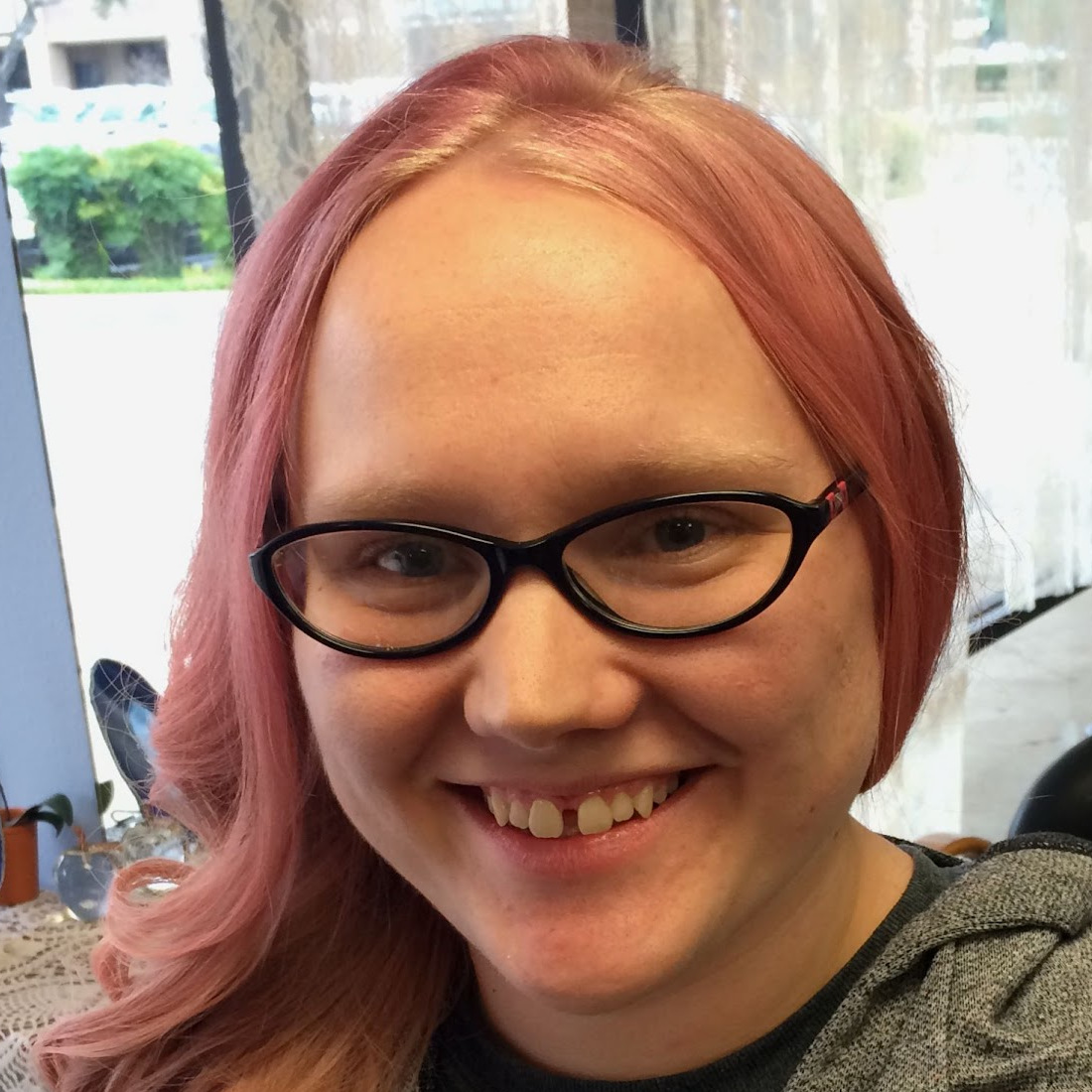 A photo of the website creator and her mermaid hair