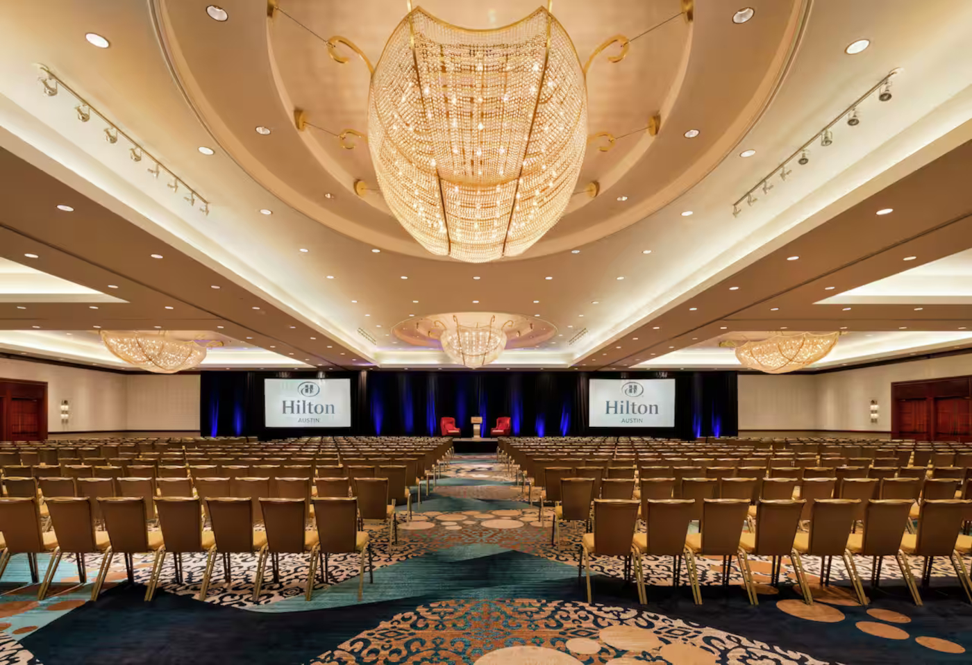 One of the Hilton's conference spaces for an idea of people attending this one seminar.