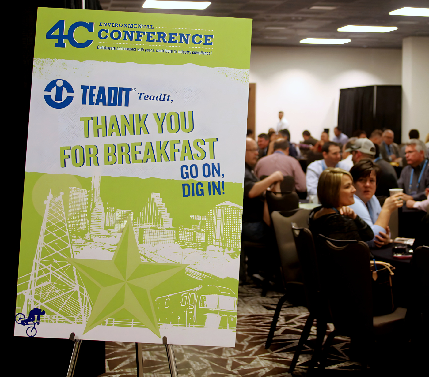 An example of a final product: one of the breakfast sponser signs in the dining area.