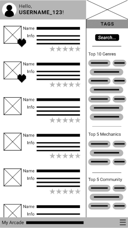 First image of the low fidelity designs.